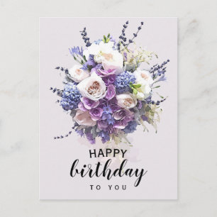 Vintage Bouquet   Customised Birthday Calligraphy Postcard