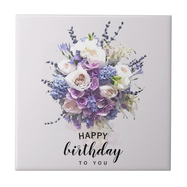 Vintage Bouquet | Customised Birthday Calligraphy Tile (Front)