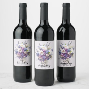 Vintage Bouquet   Customised Birthday Calligraphy Wine Label