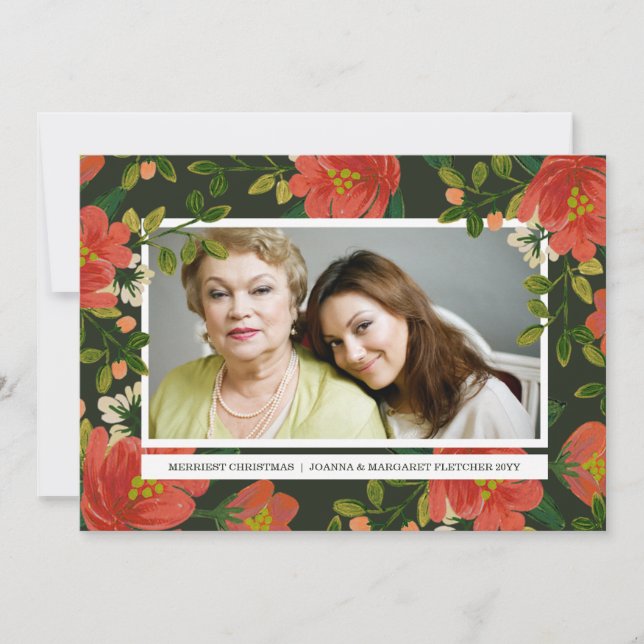 Vintage Bouquet Holiday Photo Card (Front)