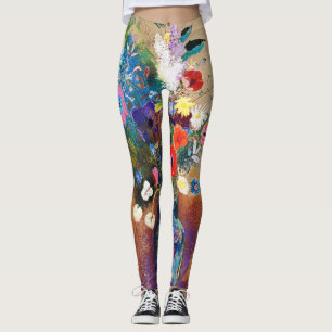 Vintage Bouquet of Flowers by Odilon Redon Leggings