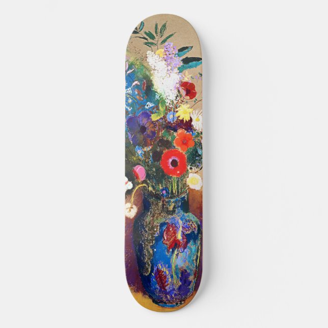 Vintage Bouquet of Flowers by Odilon Redon Skateboard (Front)