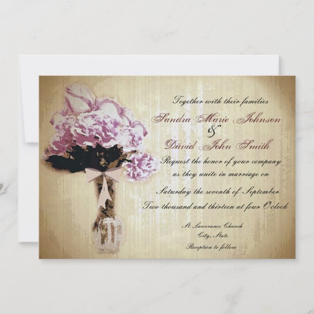 Vintage Bouquet Wedding Invitation (Front)