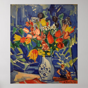 Vintage Bouquet with Figures in the Background Poster