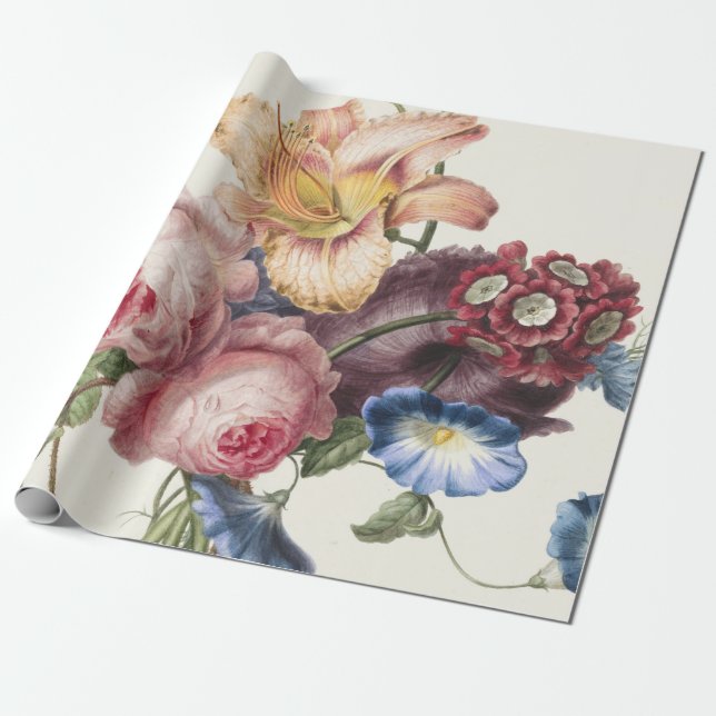 Vintage Bouquet Wrapping Paper (Unrolled)