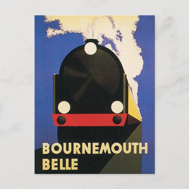 Vintage Bournemouth Belle Train Poster Postcard (Front)