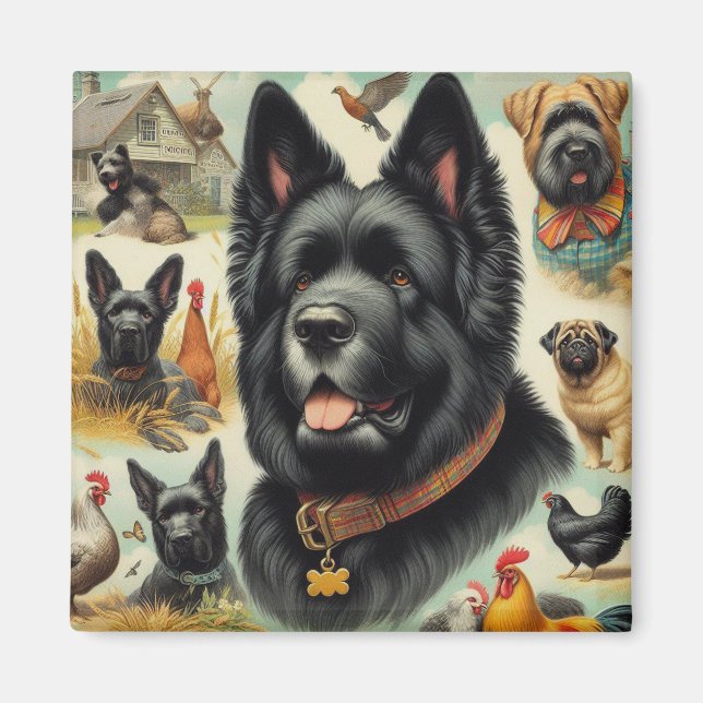 Vintage Bouvier des Flandres Seamless Magnet (Front)