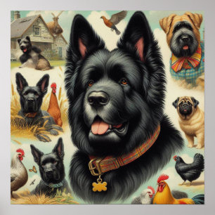 Vintage Bouvier des Flandres Seamless Poster