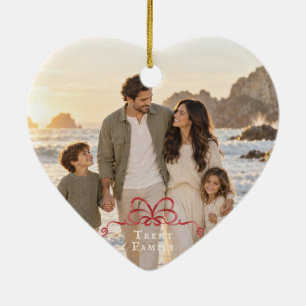 vintage bow botanical christmas 2 photo heart ceramic tree decoration
