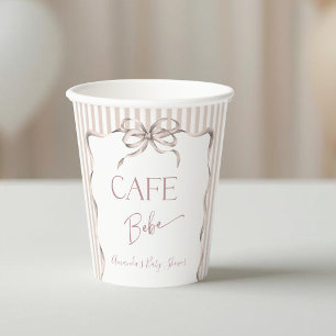 Vintage Bow Cafe Bebe Coffee Baby Shower Decor Paper Cups