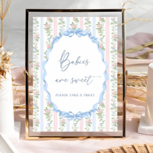 Vintage Bow Floral Baby Shower Babies are Sweet Poster