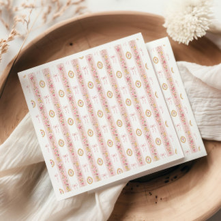 Vintage Bow Pink Floral Girl Baby Shower  Napkin