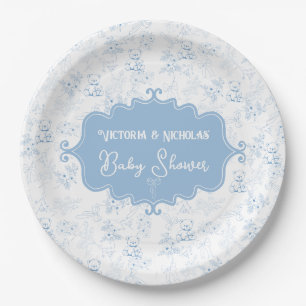 Vintage Bow Teddy Bear Baby Shower  Paper Plate