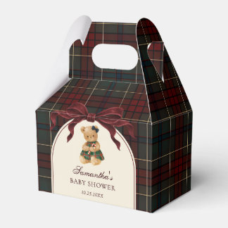 Vintage Bow Teddy Bear Christmas Baby Shower Favour Box