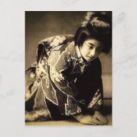 Vintage Bowing Geisha Sepia Toned お辞儀 Japanese