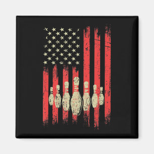 Vintage Bowling American USA Flag Bowling  Magnet