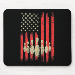 Vintage Bowling American USA Flag Bowling Mouse Mat