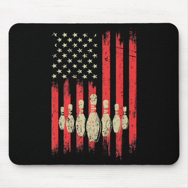 Vintage Bowling American USA Flag Bowling  Mouse Mat (Front)