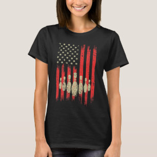 Vintage Bowling American USA Flag Bowling T-Shirt