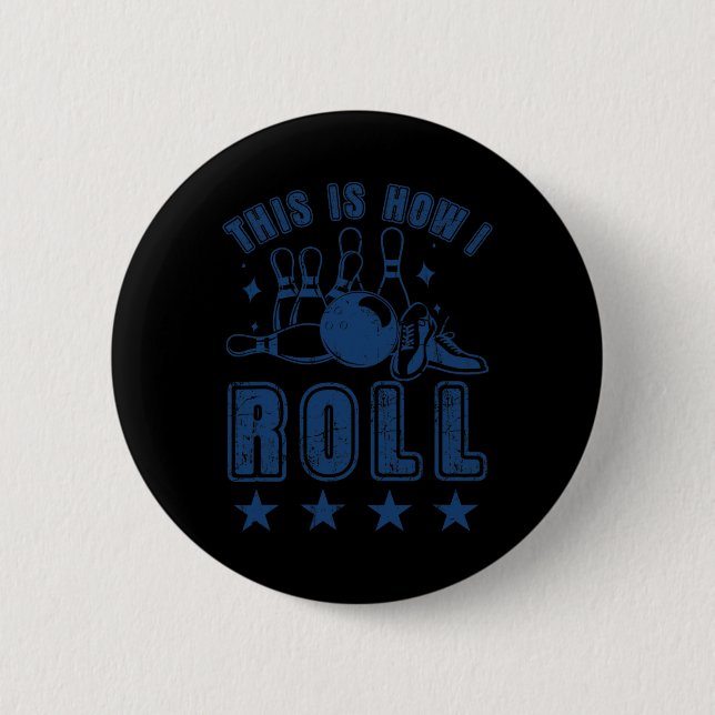 Vintage Bowling Bowler  6 Cm Round Badge (Front)