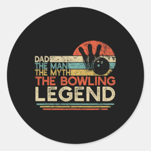 Vintage Bowling Dad The Man The Myth The Legend Bo Classic Round Sticker