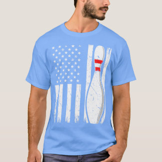 Vintage Bowling Pin USA Flag Bowler T-Shirt