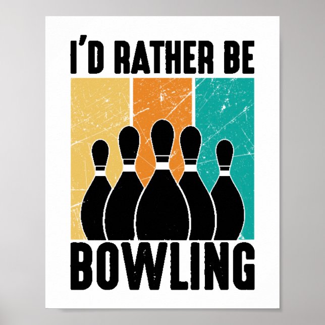 Vintage Bowling Pins Graphic Poster (Front)