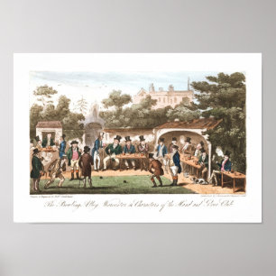 Vintage Bowling Print Early Caricatures Poster