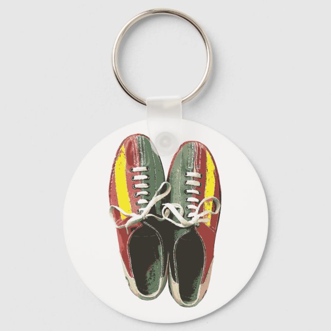 Vintage Bowling Shoes Retro Bowling Shoe Key Ring (Front)