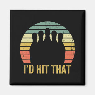 Vintage Bowling Team Fun Retro Bowler Sport Bowl Magnet