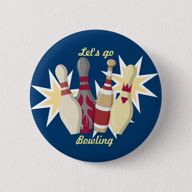 Vintage Bowling Themed 6 Cm Round Badge (Front)