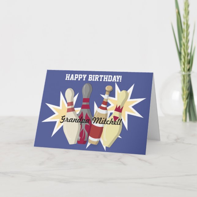 Vintage Bowling Themed Card (Front)