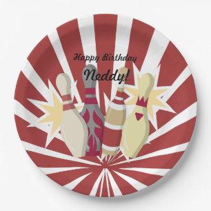 Vintage Bowling Themed Paper Plate