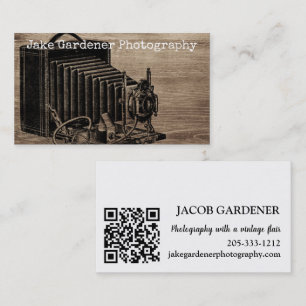 Vintage Box Camera Photographer QR Code Business Card