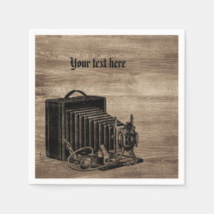 Vintage Box Camera Silhouette Cocktail Napkins