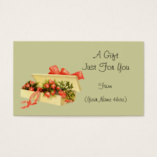 Vintage Box Of Roses Personalised Gift Card Tag