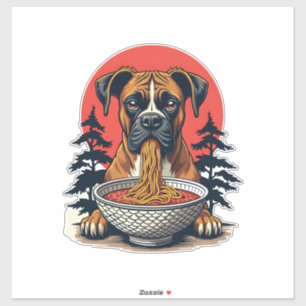 Vintage Boxer Dog Eating Ramen Japanese Sunset Ill