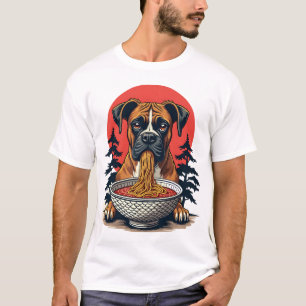 Vintage Boxer Dog Eating Ramen Japanese Sunset Ill T-Shirt