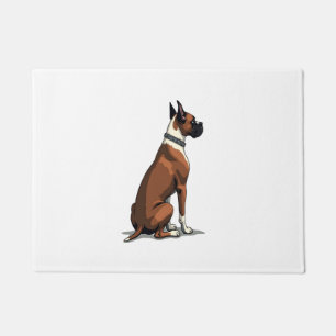 Vintage Boxer Dog From Behind Illustration Brown W Doormat