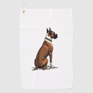 Vintage Boxer Dog From Behind Illustration Brown W Golf Towel