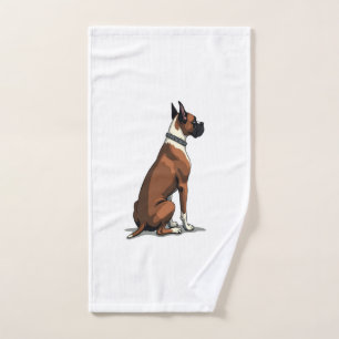 Vintage Boxer Dog From Behind Illustration Brown W Hand Towel
