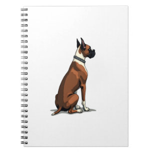Vintage Boxer Dog From Behind Illustration Brown W Notebook