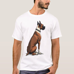 Vintage Boxer Dog From Behind Illustration Brown W T-Shirt