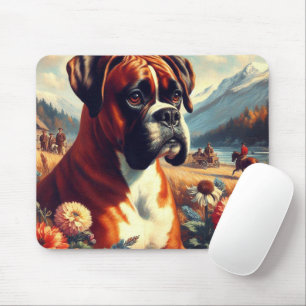 Vintage Boxer Dog Painting Mouse Mat