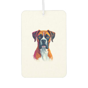 Vintage Boxer Dog Portrait Colour Splash Pop Art I Car Air Freshener