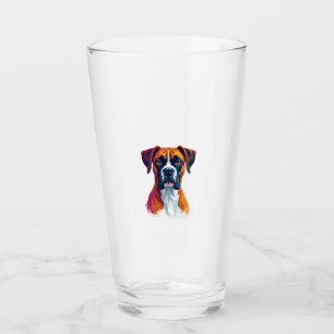 Vintage Boxer Dog Portrait Colour Splash Pop Art I Glass