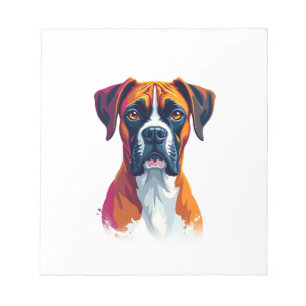 Vintage Boxer Dog Portrait Colour Splash Pop Art I Notepad