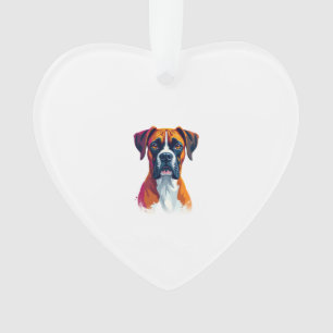 Vintage Boxer Dog Portrait Colour Splash Pop Art I Ornament