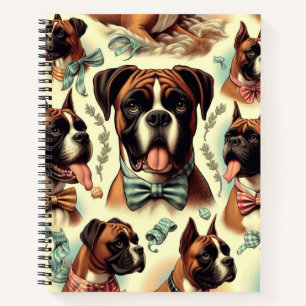 Vintage Boxer Dog Seamless Notebook