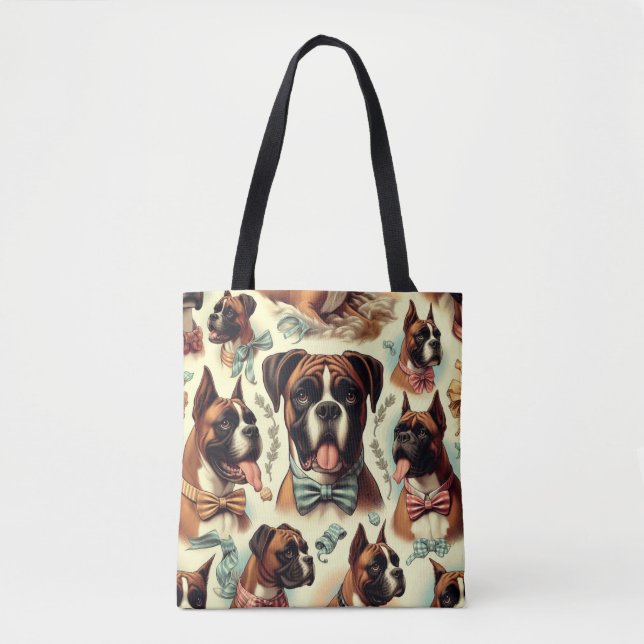 Vintage Boxer Dog Seamless Tote Bag (Front)
